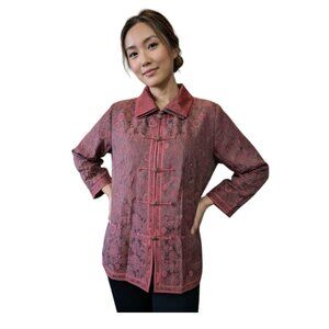 Earthen Silk San Francisco 3/4 sleeve Button Asian Style Mandarin Mud Jacket Top